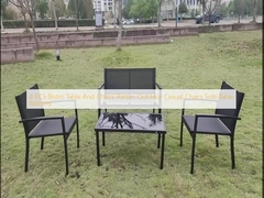4 PCS Bistro Bàn và ghế Rattan ngoài trời ghế bình thường Bàn bên ban công