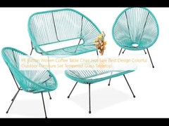 PE Rattan Woven Coffee Table Chair Hot Sale Thiết kế tốt nhất Đồ nội thất ngoài trời đầy màu sắc