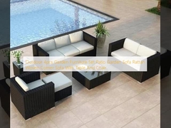 Outdoor 4pcs Garden Furniture Set Patio Garden Sofa Rattan Woven Corner Sofa Với Bàn Và Ghế