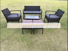 4 hoặc 6 miếng đồ nội thất Rattan Outdoor Table And Chair Ottoman stool Set Balcony Furniture Sets