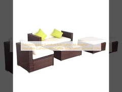 Bộ đồ nội thất trong nhà / ngoài trời Rattan Tất cả thời tiết có thể rửa gối với bàn cà phê Rattan ghế sofa