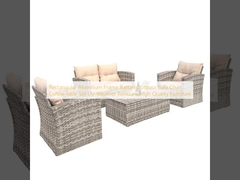 Hình chữ nhật khung nhôm rattan ghế sofa ngoài trời bàn cà phê thiết lập chống UV thời tiết đồ nội thất chất lượng cao