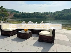 Outdoor Indoor PE Rattan Sofa With Side Sofa, Middle Sofa, Ottoman, Coffee Table Rattan chair furniture set
