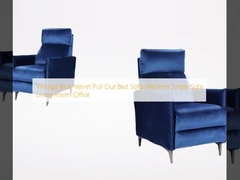 Vintage Blue Velvet kéo ra giường ghế sofa recliner ghế sofa đơn phòng khách văn phòng